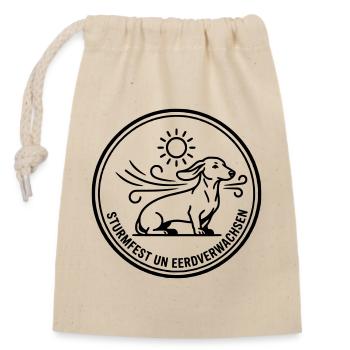 Stormproof Dachshund Badge - Closable cotton gift bag (14x20cm) - nature - Front