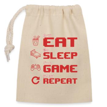 Eat, Sleep, Game, Repeat - Gaming Quote T-Shirt - Closable cotton gift bag (14x20cm) - nature - Front