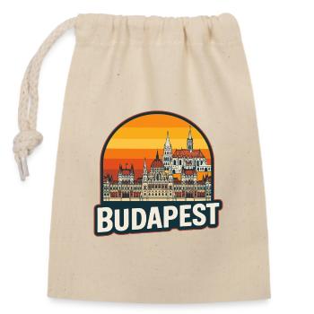 Budapest-Ungarn Retro-Sonnenuntergangs-Skyline-Design - Verschließbarer Geschenkbeutel aus Baumwolle (14x20cm) - Natur - Vorne
