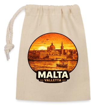 Malta Valletta Skyline Sunset - Closable cotton gift bag (14x20cm) - nature - Front