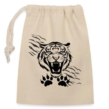 Gebogene Schatten und Tiger - Verschließbarer Geschenkbeutel aus Baumwolle (14x20cm) - Natur - Vorne