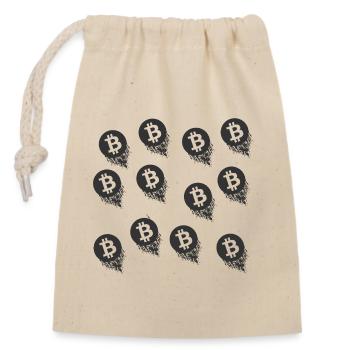 Bitcoin Brush Pattern Series - Closable cotton gift bag (14x20cm) - nature - Front