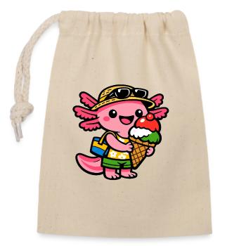 Axolotl - Sac cadeau en coton avec cordon (14 x 20 cm) - nature - Devant