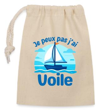 Voile et humour bateau - Sac cadeau en coton avec cordon (14 x 20 cm) - nature - Devant