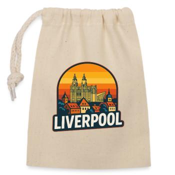 Liverpool Skyline Retro Sunset Vintage Design - Closable cotton gift bag (14x20cm) - nature - Front