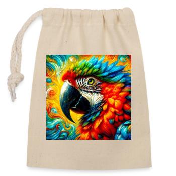 parrot - Closable cotton gift bag (14x20cm) - nature - Front
