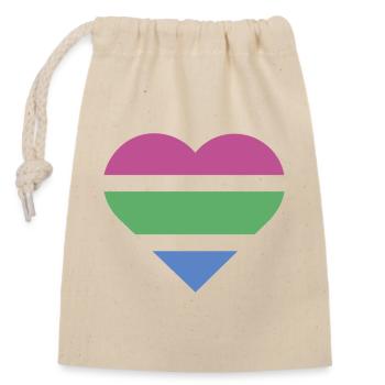 Pride Flag Heart · Polysexual - Verschließbarer Geschenkbeutel aus Baumwolle (14x20cm) - Natur - Vorne