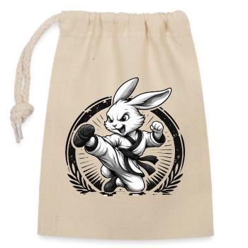 Karate Hase Dojo Kampfsport Fun Design - Verschließbarer Geschenkbeutel aus Baumwolle (14x20cm) - Natur - Vorne