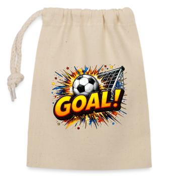 Goal Bang : Balle et filet - Sac cadeau en coton avec cordon (14 x 20 cm) - nature - Devant