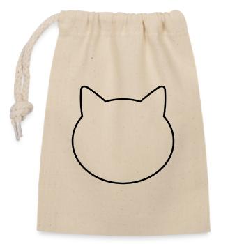 Tête de chat - Sac cadeau en coton avec cordon (14 x 20 cm) - nature - Devant