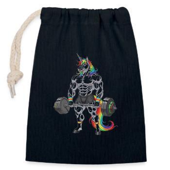 Muscular Unicorn – Humor-Gym-Geschenk - Verschließbarer Geschenkbeutel aus Baumwolle (14x20cm) - Navy - Vorne