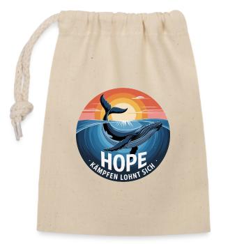 Hope/ Timmy der Wal in der Ostsee - Verschließbarer Geschenkbeutel aus Baumwolle (14x20cm) - Natur - Vorne
