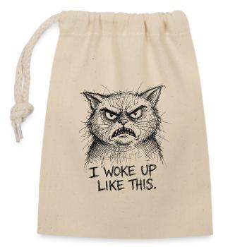 Gribouillis furieux du chat - Sac cadeau en coton avec cordon (14 x 20 cm) - nature - Devant