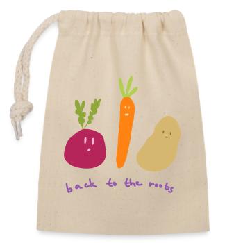Back to the roots - Closable cotton gift bag (14x20cm) - nature - Front