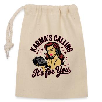 It's For You – Retro Pinup Phone Design - Closable cotton gift bag (14x20cm) - nature - Front
