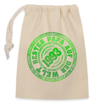 1993 Retro Papa Stempel - Verschließbarer Geschenkbeutel aus Baumwolle (14x20cm) - Natur - Vorne