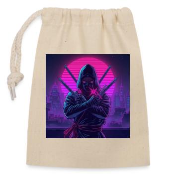 Neon ninja in Cybercity - Closable cotton gift bag (14x20cm) - nature - Front
