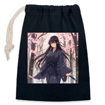 Sakura Schatten Samurai - Verschließbarer Geschenkbeutel aus Baumwolle (14x20cm) - Navy - Vorne
