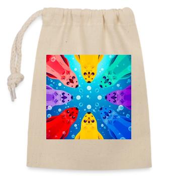 Bunte Kreis-Koi - Verschließbarer Geschenkbeutel aus Baumwolle (14x20cm) - Natur - Vorne