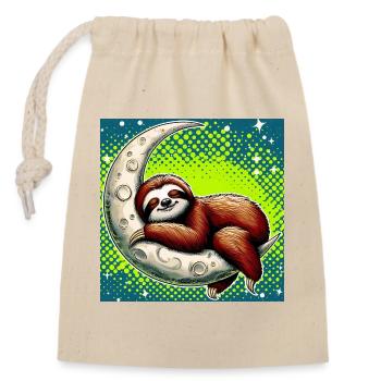 Sloth sleeps on the Moon - Closable cotton gift bag (14x20cm) - nature - Front