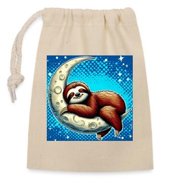 La paresse dort sur la Lune - Sac cadeau en coton avec cordon (14 x 20 cm) - nature - Devant