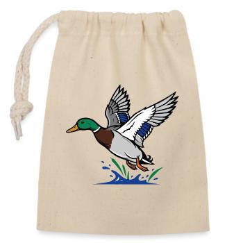 Canard Colvert en Vol Nature Sauvage Étang - Sac cadeau en coton avec cordon (14 x 20 cm) - nature - Devant