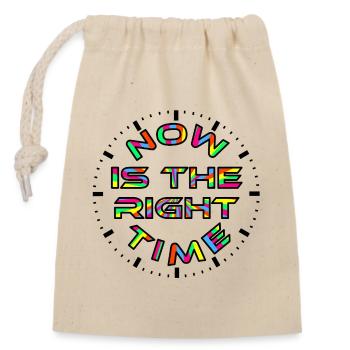 Now & Time - Closable cotton gift bag (14x20cm) - nature - Front