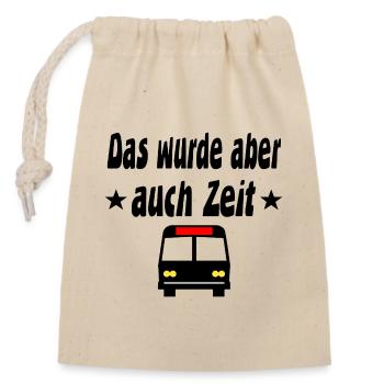 Bus - Verschließbarer Geschenkbeutel aus Baumwolle (14x20cm) - Natur - Vorne