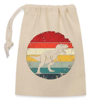 Dinosaurier-Geschenk – Retro-Dinosaurier-Dino-Dinosaurier - Verschließbarer Geschenkbeutel aus Baumwolle (14x20cm) - Natur - Vorne