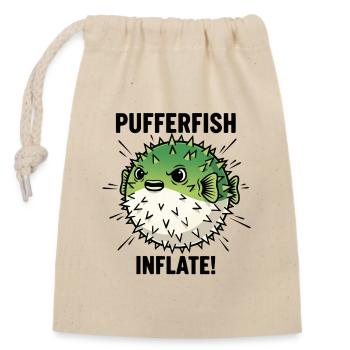 Globe Fish Danger Inflation Schwarzer Kugelfisch - Verschließbarer Geschenkbeutel aus Baumwolle (14x20cm) - Natur - Vorne