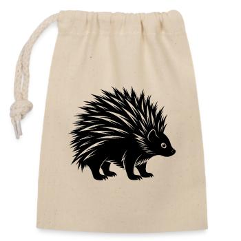 Porcupine - Closable cotton gift bag (14x20cm) - nature - Front