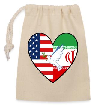 USA Iran Flaggen Frieden Taube Peace - Verschließbarer Geschenkbeutel aus Baumwolle (14x20cm) - Natur - Vorne