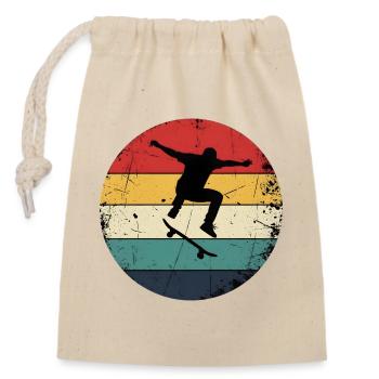 Skateboard Vintage - Design Rétro Sunset Skateur - Sac cadeau en coton avec cordon (14 x 20 cm) - nature - Devant