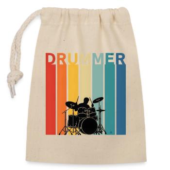 Drum Gift for Music Fan Boy - Closable cotton gift bag (14x20cm) - nature - Front