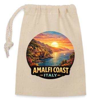 Vacances au coucher du soleil sur la côte amalfitaine, Italie - Sac cadeau en coton avec cordon (14 x 20 cm) - nature - Devant