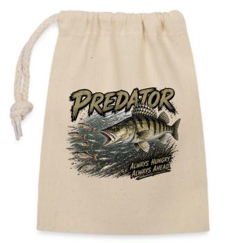 Fressfisch-Zander-Angriffs-Design - Verschließbarer Geschenkbeutel aus Baumwolle (14x20cm) - Natur - Vorne