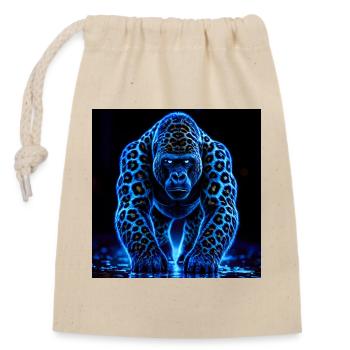 Gorille empereur néon avec motif léopard - Sac cadeau en coton avec cordon (14 x 20 cm) - nature - Devant