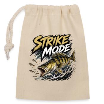 Strike Mode Zander – Predator Fishing Design - Closable cotton gift bag (14x20cm) - nature - Front