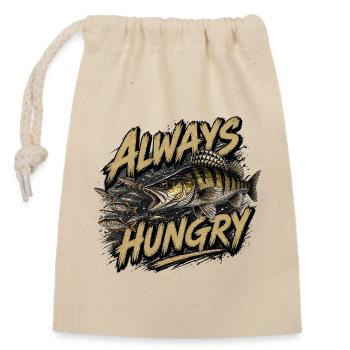 Always Hungry Zander – Predator Angel-Design - Verschließbarer Geschenkbeutel aus Baumwolle (14x20cm) - Natur - Vorne