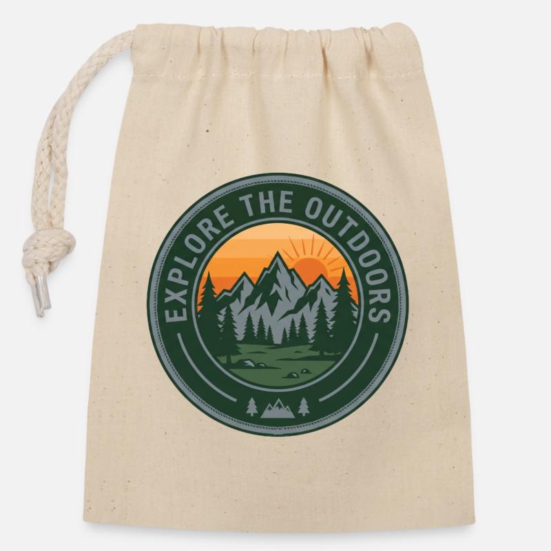 Explore Outdoors Mountains - Closable cotton gift bag (14x20cm) - nature