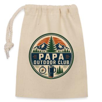 Papa Outdoor Club - Closable cotton gift bag (14x20cm) - nature - Front