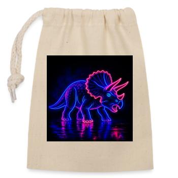 Neon Triceratops Neon Light - Verschließbarer Geschenkbeutel aus Baumwolle (14x20cm) - Natur - Vorne