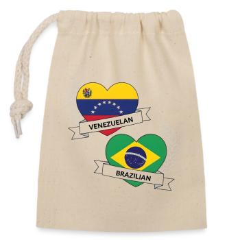 Drapeaux coeur brésilien vénézuélien  - Sac cadeau en coton avec cordon (14 x 20 cm) - nature - Devant