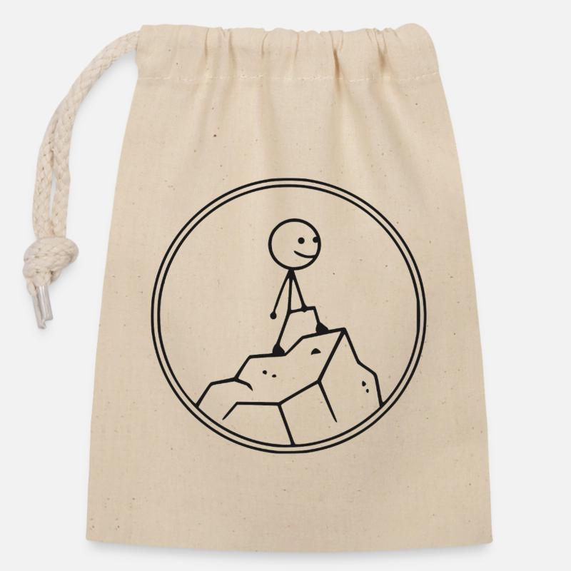 Bouldermaxx au sommet - Sac cadeau en coton avec cordon (14 x 20 cm) - nature