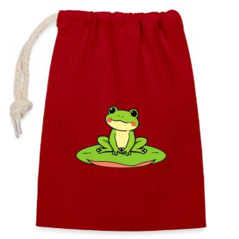 Cute Frog - Sac cadeau en coton avec cordon (14 x 20 cm) - rouge - Devant