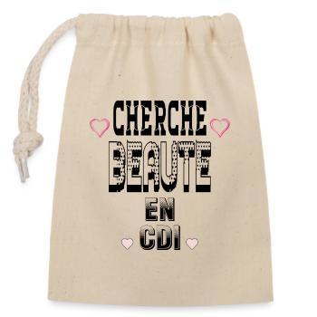 Cherche Beauté en CDI - Sac cadeau en coton avec cordon (14 x 20 cm) - nature - Devant