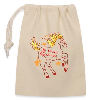 Cheval de feu : L’aube du nouveau - Sac cadeau en coton avec cordon (14 x 20 cm) - nature - Devant