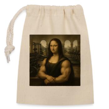 Mona Lifta Leonardo da Vinci Haltérophilie amusante - Sac cadeau en coton avec cordon (14 x 20 cm) - nature - Devant