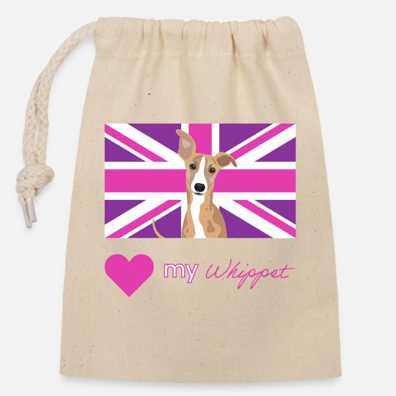 PURPLEWHIPPET (Pink) - Closable cotton gift bag (14x20cm) - nature