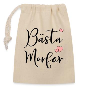Sweden Best Grandpa - Closable cotton gift bag (14x20cm) - nature - Front